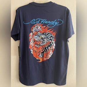 ED HARDY Cotton Blend Crew Neck Short Sleeve Graphic “Tiger” T Shirt